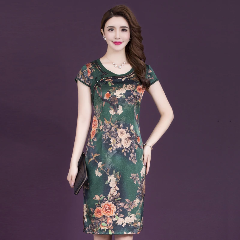 

2019 Women Summer Elegant O-neck Floral Print Plus Size Vestido Feminino Vintage Short Sleeve Bodycon Party Dresses Clothes