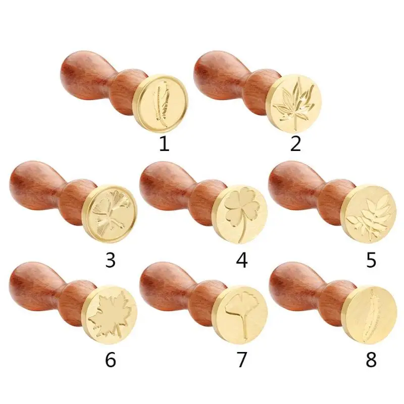  Retro Classic Antique Metal Plant Sealing Wax Stamp Wood Handle Ancient Craft Wedding Invitations P