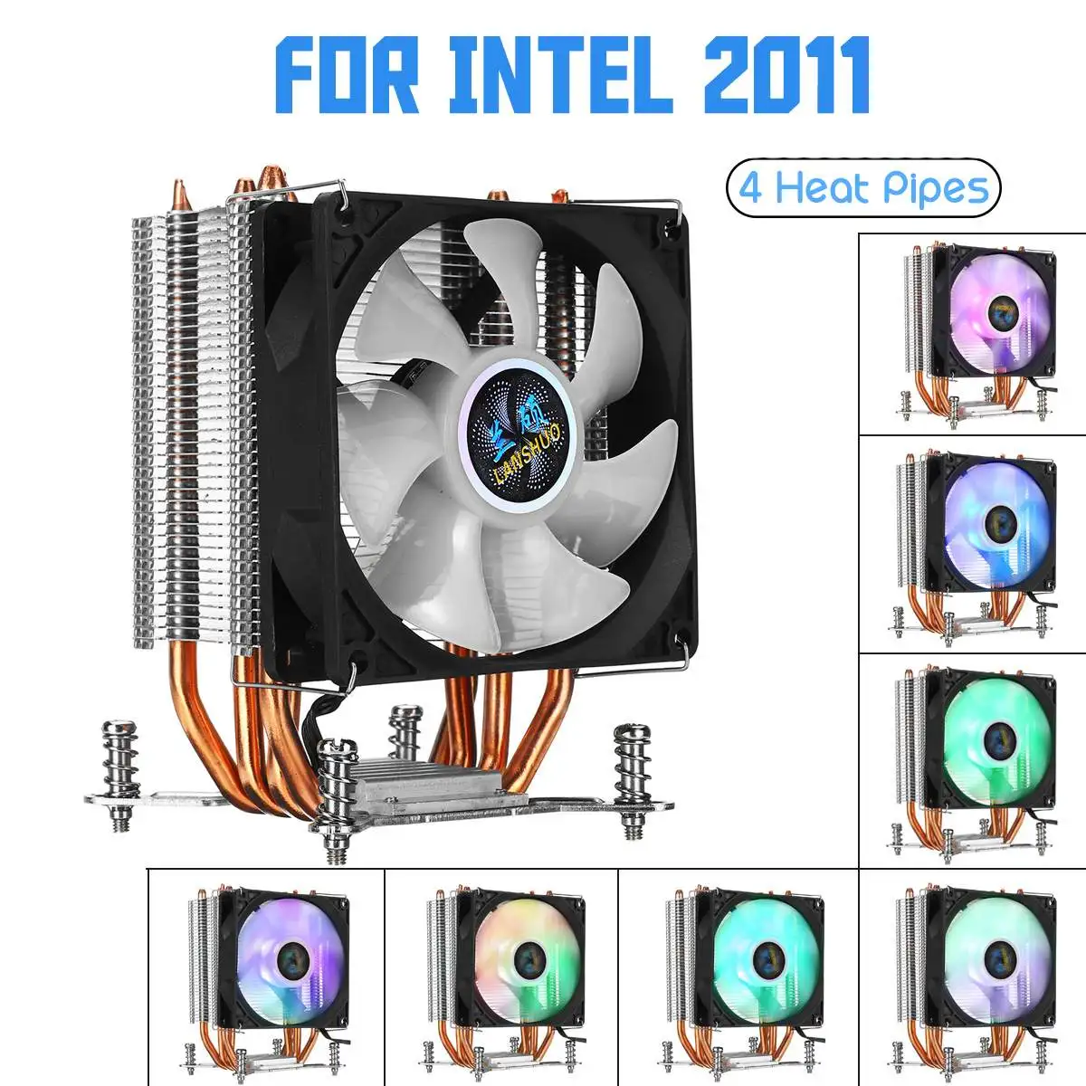 

4 Copper Heatpipes CPU Cooler for Aurora Light Cooling Fan 90mm with RGB for Intel LGA 2011 CPU Cooler Heatsink Radiator
