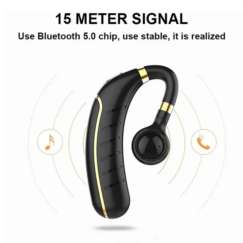 

Bluetooth Ear Hook 5.0 Caller ID Name Large Battery Long Standby Hanging Earphone High Quality Wireless Sport Bluetooth Earphone
