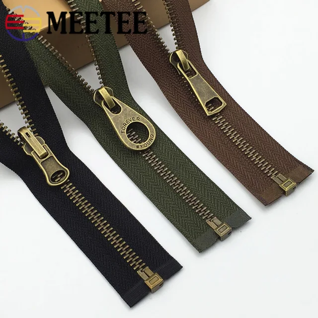 1Pc 5 Bronze Auto Lock Metal Zippers Open end Coat Jacket Zipper Zip
