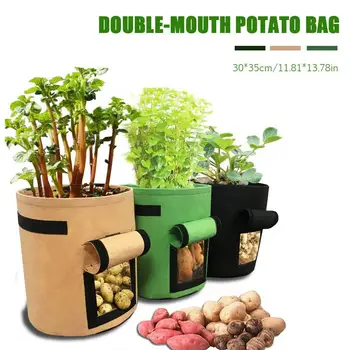 

DIY Double-mouth Plant Grow Bag Flower Bag Potato Planting Container Cultivation Plastic Flowerpot Thickened Gardening Supplies