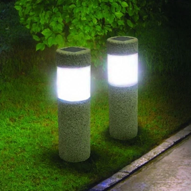 Bezem neef Pionier Solar Power Stone Pijler Witte Led Verlichting Tuin Gazon Binnenplaats  Decoratie Lamp|LED Grasveld Verlichting| - AliExpress