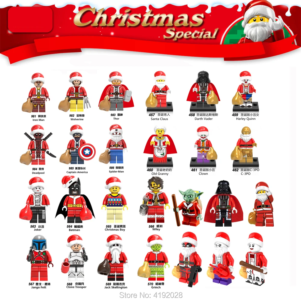 

Legoing Christmas Halloween Grinch spiderman festival Gift Joker Harley Quinn Model Building Blocks Bricks Legoing Figures Toys