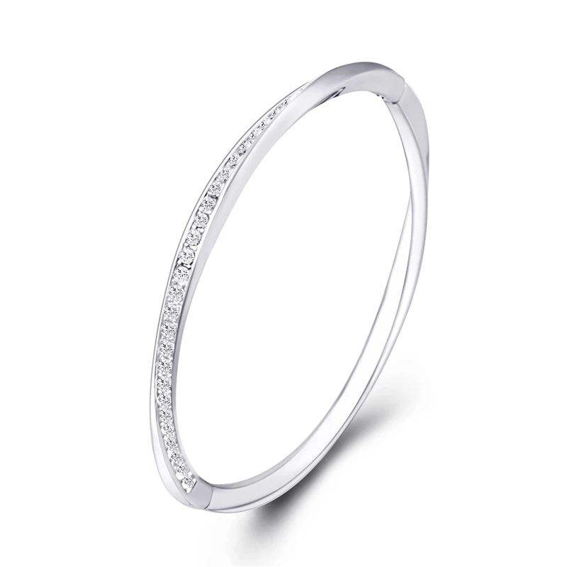

Women Bracelets Stainless Steel Luxury Ladies Crystal Charm Bangles Wedding Jewelry