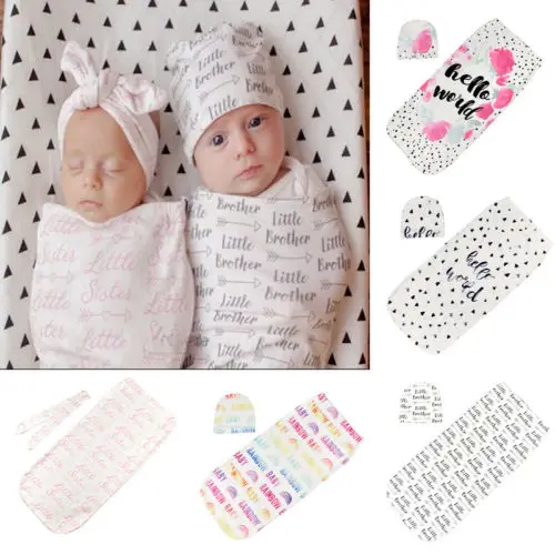 

2019 New Arrival Newborn Infant Baby Swaddle Wrap up Blanket Sleeping Bag Cotton Bedding 2PCS Set 0-3 Months Wholesale Pudcoco