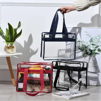 

Clear Plastic Tote Bag Women Transparent PVC Handbag Zip Stadium Security Casual Totes