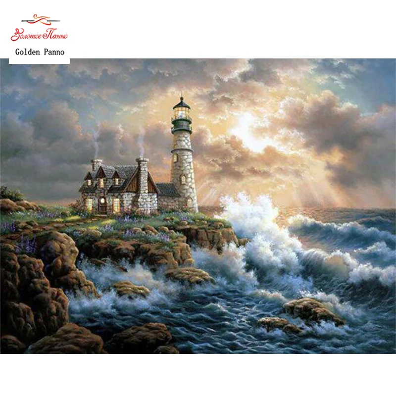 

Diamond Painting Full Square 5D Diy Daimond Embroidery Diamant Mosaic Sale Displasy Broderie Diamant"Crashing Waves Lighthouse"