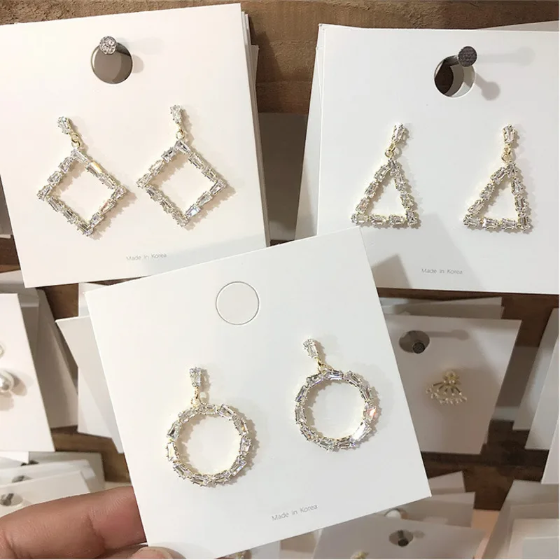 

2019 CZ Crystal Earrings Metal Drop Earrings Jewelry Big Geometric Triangle / Round /rhombus Dangle Earring For Women Earrings