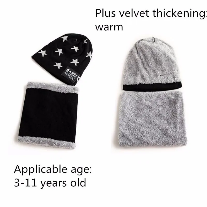 Hot parent child 2pcs super warm Winter balaclava wool Beanies Knitted Hat and scarf for 3-12 years old girl boy hats