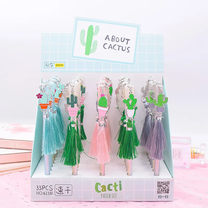

1PC Cute Cactus Pens Metal Pendant Neutral Pens Kawaii Gel Pens For Kids Gift School Office Supplies Stationery