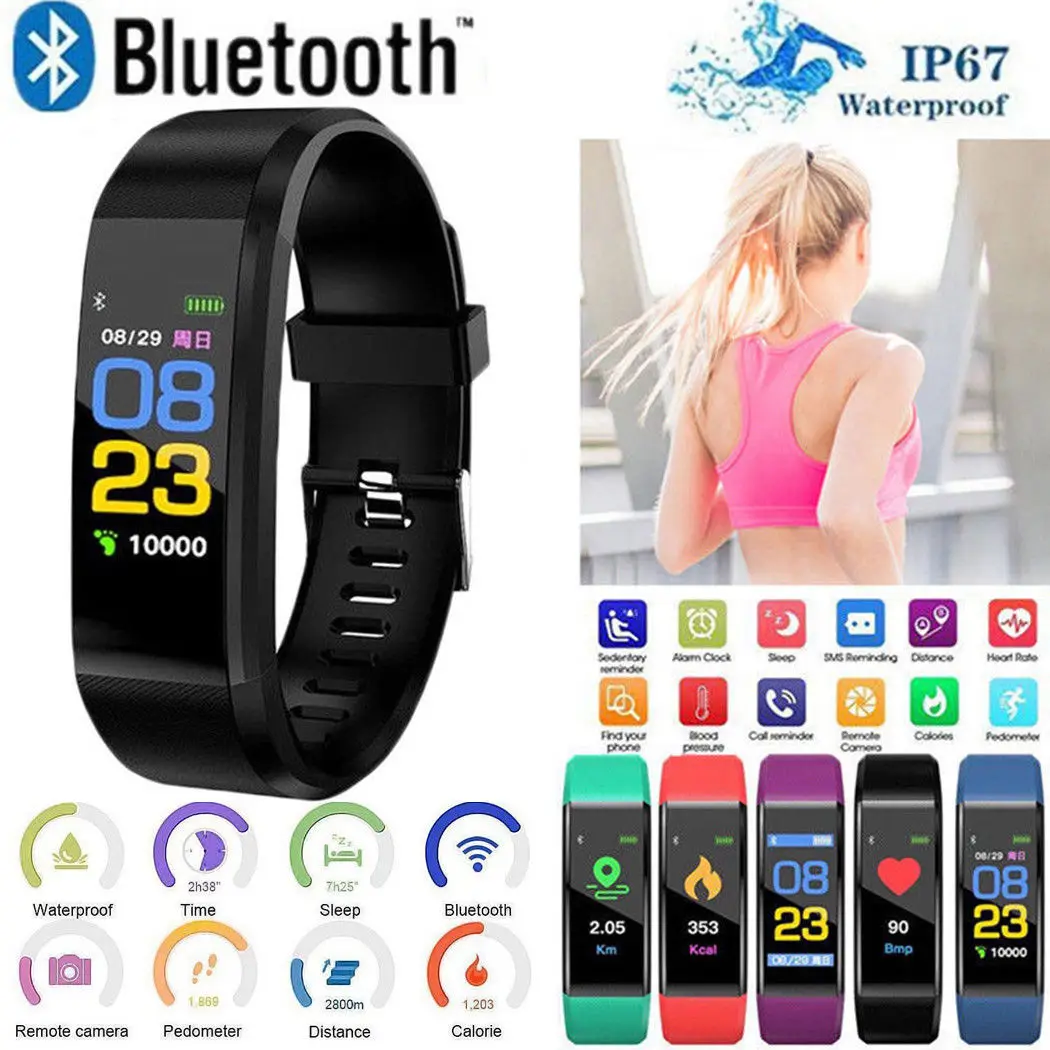 

NEW ID115plus Color Screen Smart Watch Women Sport Bracelet Heart Rate Monitor Pedometer Calorie Counter Men's Smart Wristband