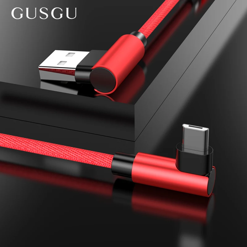 Кабель Micro USB GUSGU адаптер в нейлоновой оплетке с углом 90 градусов для зарядки Samsung