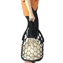 Открытые сетчатые кожаные сумки, летняя пляжная сумка, сумка-мешок, Большая вместительная меховая женская композитная сумка