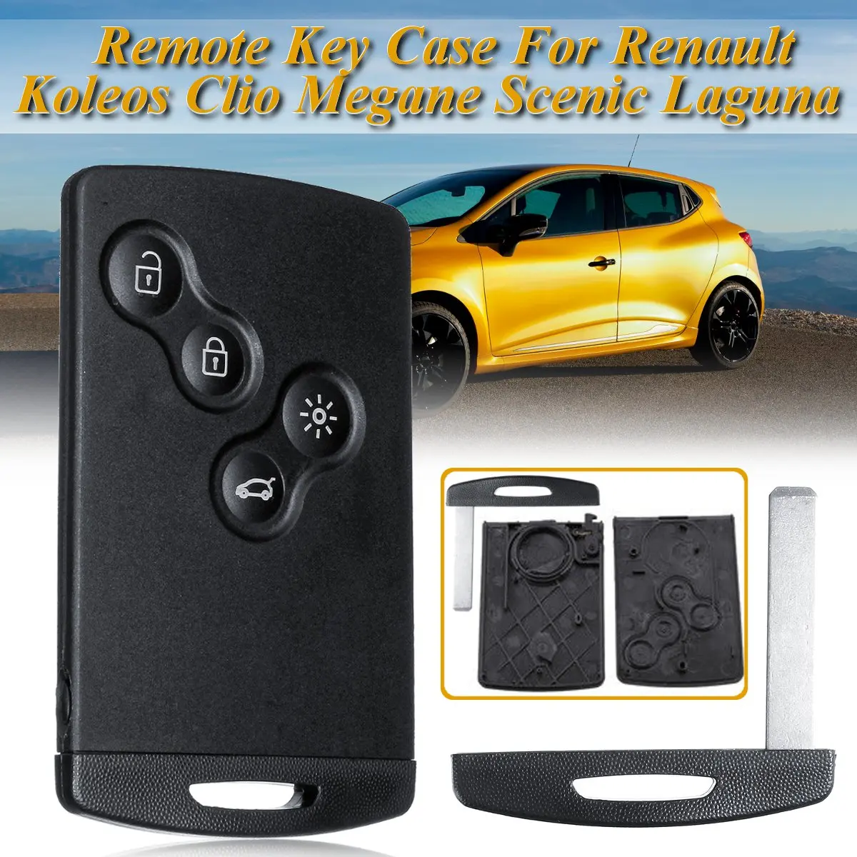 

4 Button Auto Car Key Shell Case For Renault Koleos Clio Megane Scenic Laguna Remote Smart Key Card With Uncut Blank Blade