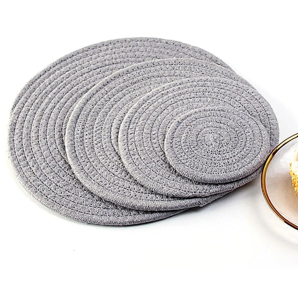 1pc Placemat Pad Coasters Kitchen Table Mats For Dining Table Tableware Pad Hand-made Cotton Rope Woven Bowl Coaster Mat 1pc Placemat Pad Coasters Kitchen Table Mats For Dining Table Tableware Pad Hand-made Cotton Rope Woven Bowl Coaster Mat