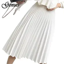 Весенняя женская элегантная складчатая юбка с высокой талией Женская белая длинная юбка женская Высококачественная Женская юбка миди черная