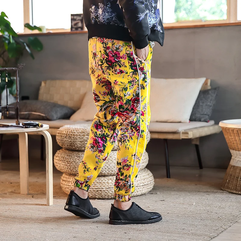 

Spring Casual Small Leg Trousers Loose Chinese Style Nine Points Pantalones Hombre Men's TrousersYouth Men's Wear Size M-5X