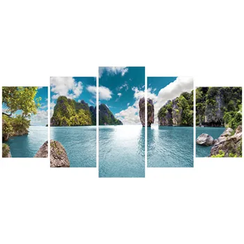 

5 pcs/set puzzle seaview wallpaper Thailand Sea Island scenery 3d wall art stickers home decoration adhesive vinyl poster mural