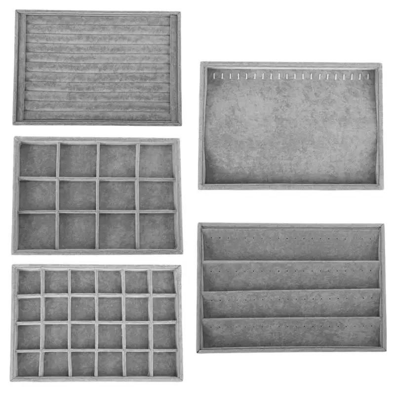 5 Style Jewelry Box Storage Gray Earring Ring Bracelet Necklace Brooch Trinket Box Casket Jewelry Organizer Display Case