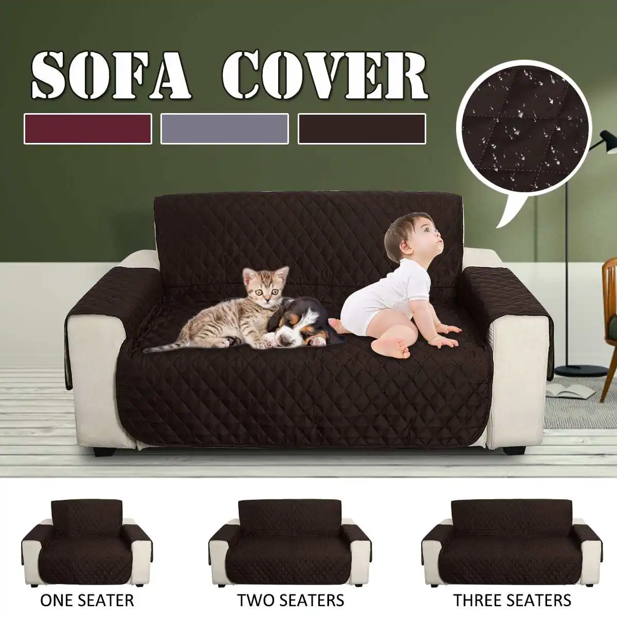 

1/2/3 Seaters Sofa Cover Waterproof Anti-Slip Couch Chair Furniture Protector Pad Pet Dogs Slipcovers Mat for Livingroom Decor
