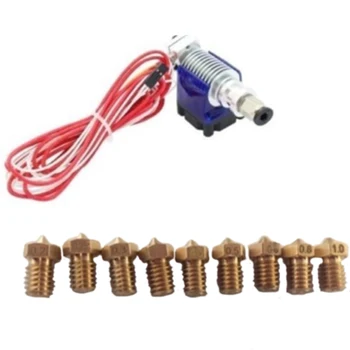 

3D Printer V6 J-Head Hotend 1.75Mm Nozzle Extruder With 9Pcs Nozzles Set V6 J-Head Hot End + 9X Nozzles Kit For 3D Printer