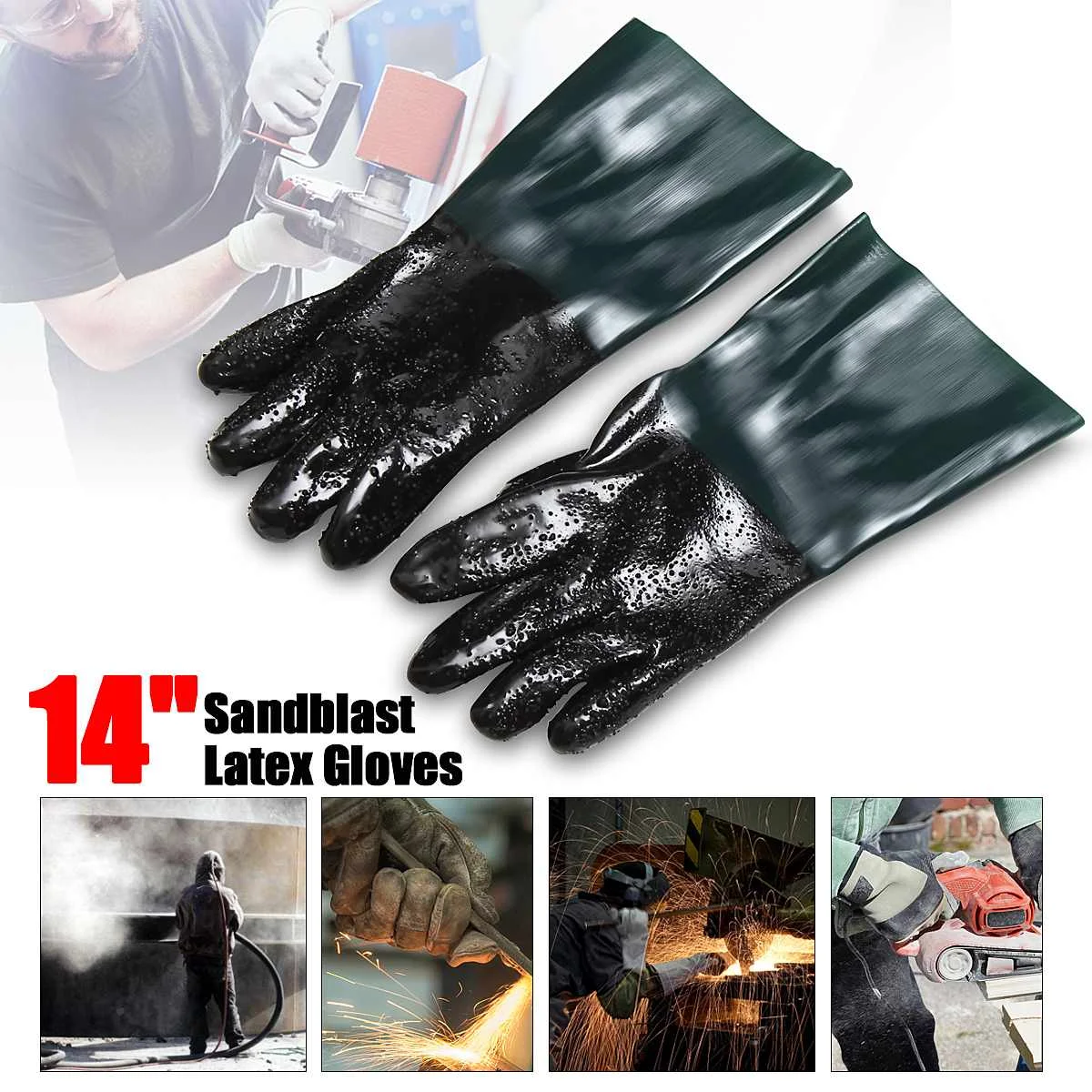 Buy 2Pcs 14 Inch 35cm PVC Sandblast Gloves Replacement