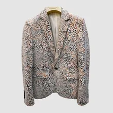 Весенний Леопардовый Костюм, корейский стиль, приталенный, ночная прическа, дивизион, Повседневный, Цветочный, мужской модный костюм, Блейзер, Masculino