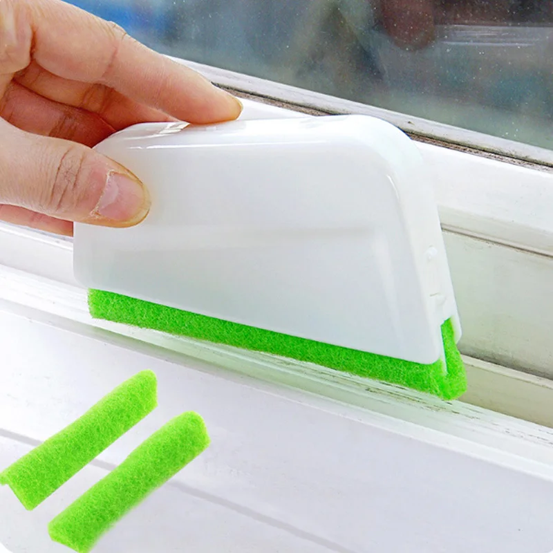 

2pcs Scouring Pads+ Window Dust Remove Brush Window Groove Cleaning Tool Nook Cranny Dust Shovel Window Track Cleaner