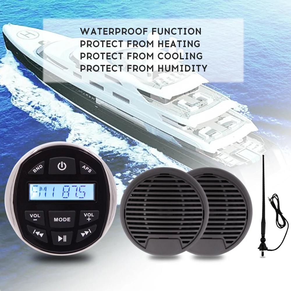 Морской Bluetooth стерео радио аудио MP3 плеер + 4 дюйма Водонепроницаемый Динамик FM AM