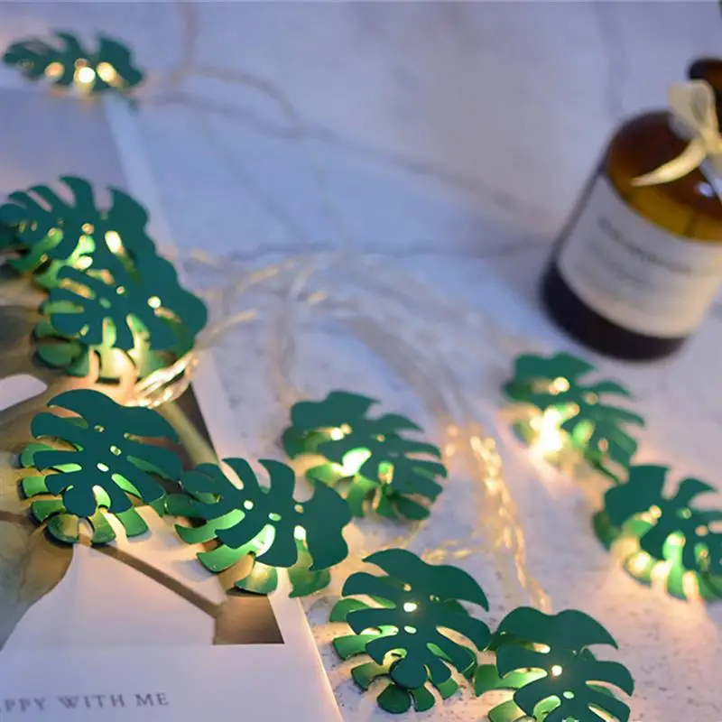 

6.56ft Turtle Leaf Light String Girl Heart Photo Props Lights Creative Monstera Leaf 10-LED String Lamp Hawaii Party Decor Light