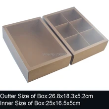 10 шт. 26,8x18,3x5,2 см коричневый скользящий ящик Крафтовая бумага для свадебных сувениров конфеты подарок торт на заказ