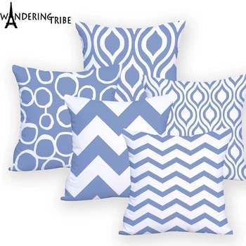 

Geometric Pillow Sky Blue Polyester Decorative Sofa Creative Home Cushion Cover Cushion Cover Geometric Home Decor Discount