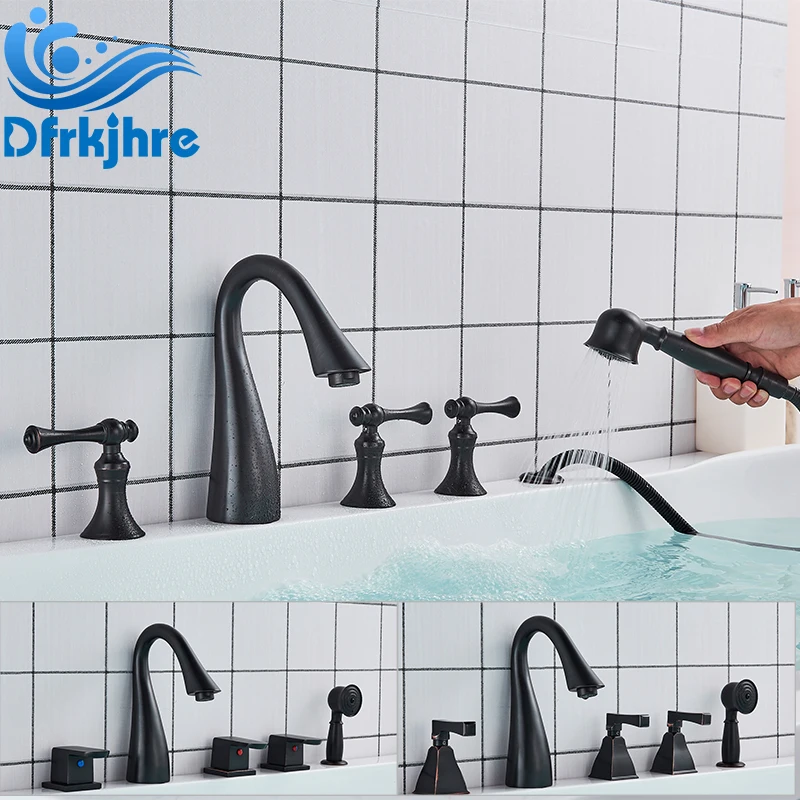 

Goose Basin Faucet Oil Rubbed Bronze Deck Mounted washbasin bathroom 5 Pcs cold and hot water