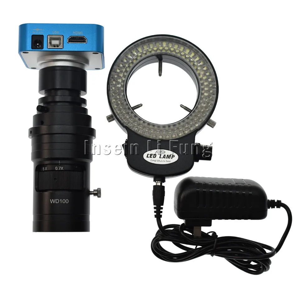 20MP HDMI Video Microscoop Camera + 10X-200X Verstelbare Vergroting Zoom C-mount Lens Werken Afstand 100-150mm + 144 LED Licht 20MP HDMI Video Microscoop Camera + 10X-200X Verstelbare Vergroting Zoom C-mount Lens Werken Afstand 100-150mm + 144 LED Licht