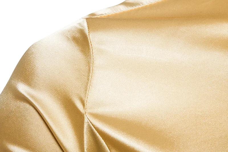 Silk Shirt Men 2018 Satin Smooth Men Solid Tuxedo Shirt Business Chemise Homme Casual Slim Fit Shiny Gold Wedding Dress Shirts