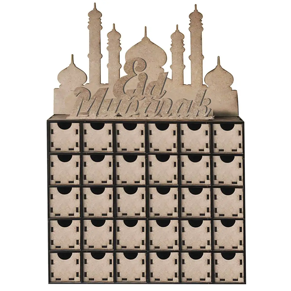 

1 PCS Countdown Board Eid Mubarak Muslim Islam Ramadan Days Date Notes Pad Plate MDF Ramadan Storage Drawer Box Calendar