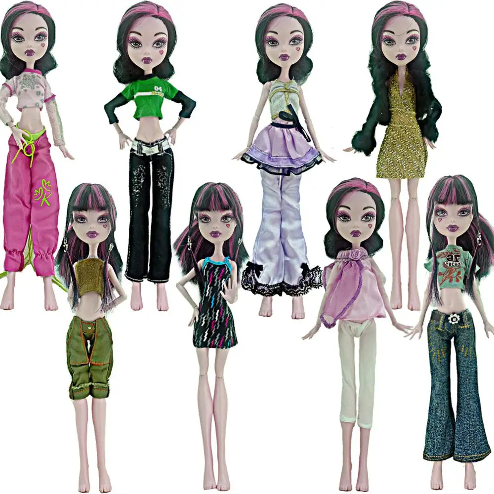 5 комплектов повседневной одежды, брюки, юбка, рубашка, жилет, пальто модное платье, Одежда для куклы «Monster High» для Ever After High
