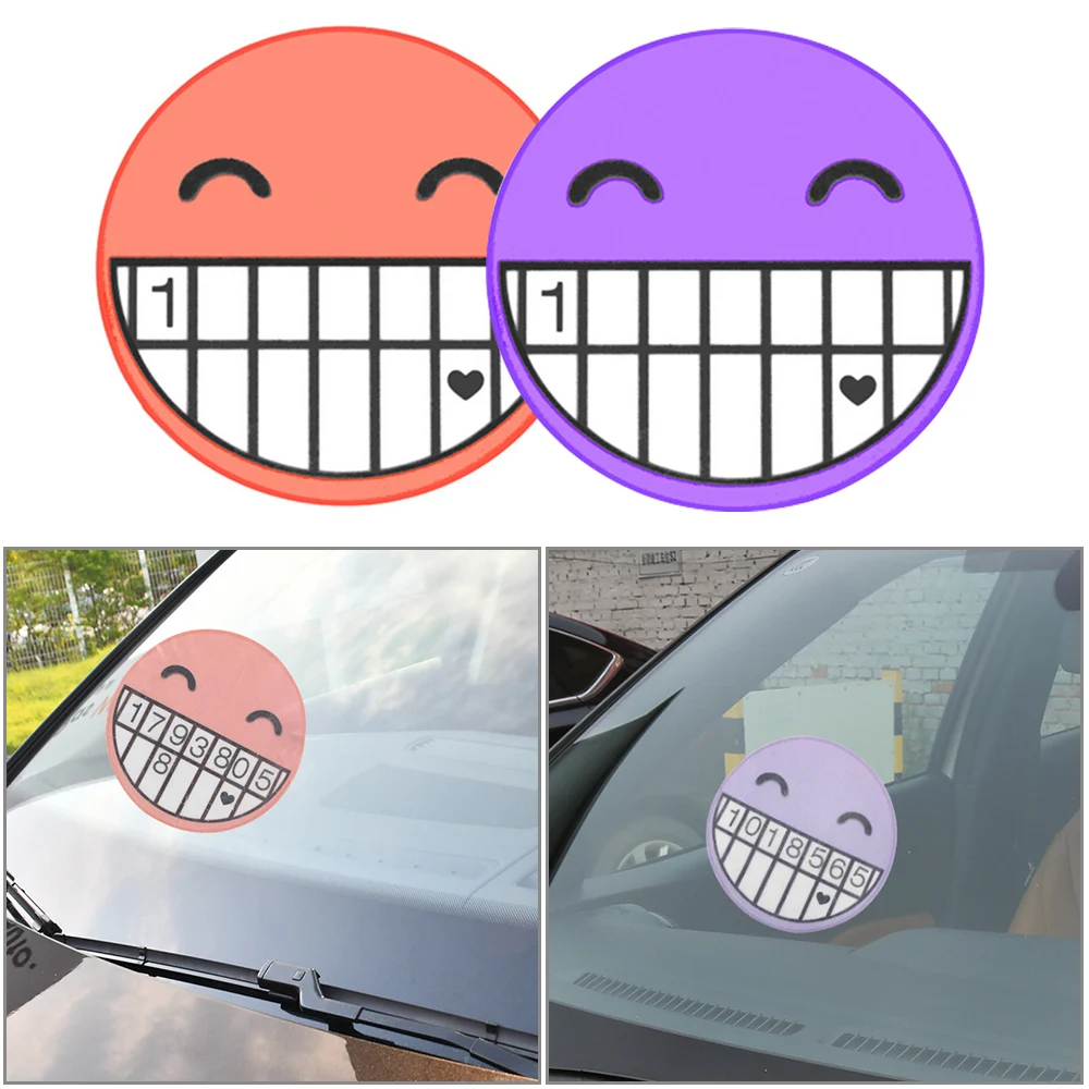 

Emoji Cartoon Smile Face Telephone Number Plates DIY Car Sticker Car Temporary Parking Card Digital Puzzle Car-styling