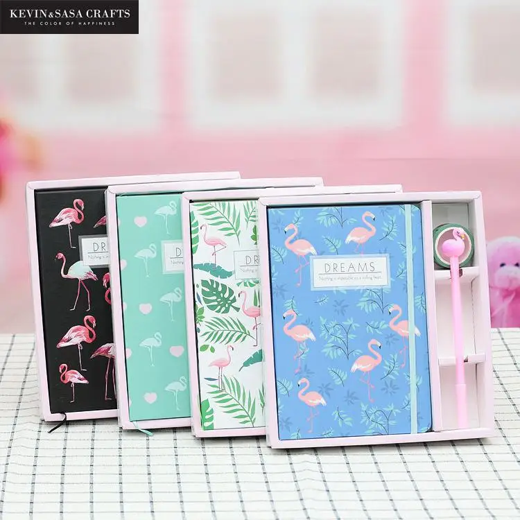 

Flamingo Notebook Set New Note Book With Pen Set Diary Day Planner Kawaii Journal Stationery School Supplies Study Gift Tools