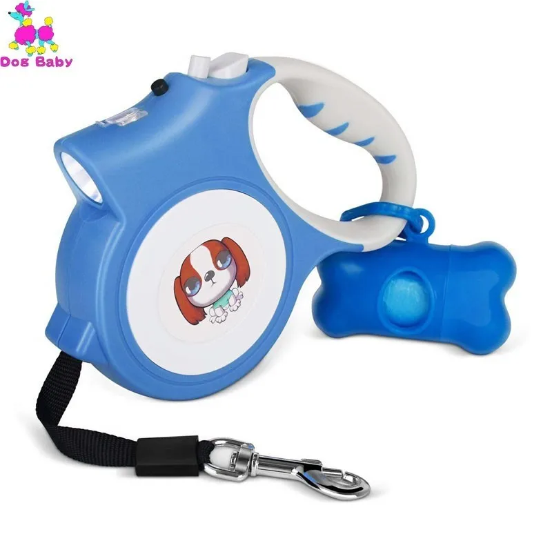 

5M Retractable Dog Leash With Light Extending Puppy Walking Leads Night Safety Leashes For Chihuahua Dropshipping