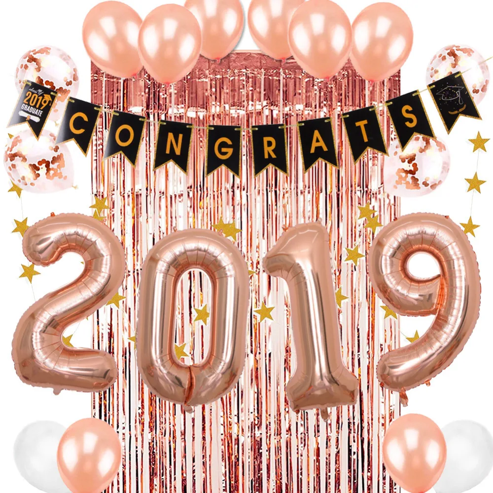 11 шт. розовое золото 2019 выпускные украшения бахрома занавеска с блестками баннер