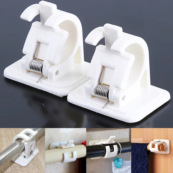 

Hot Sale 2 Pcs Shower Curtain Hanging Rod End Fixing Holder Clip Rack Hook for Home Bathroom