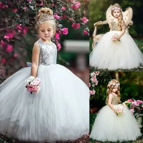 

PUDCOCO Newest Fashion Girl Bridesmaid Sleeveless Dress Baby Flower Kids Child Party Sequin Wedding Princess Dresses 2-8Y