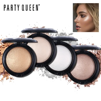 

Party Queen 4Color Baked Highlighter Powder Palette Radiant Glow Illuminator Shimmer Natural Face Makeup Brighten Beauty Bronzer