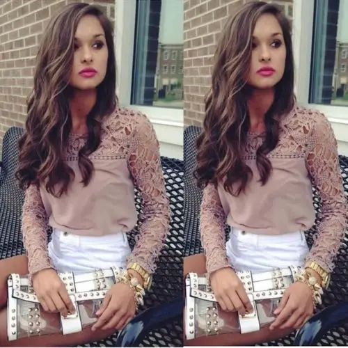 

Fashion Women Ladies Long Sleeve Loose Blouse Summer Crewneck Casual Shirt Tops Women Casual Solid Patchwork Blouses Clothes