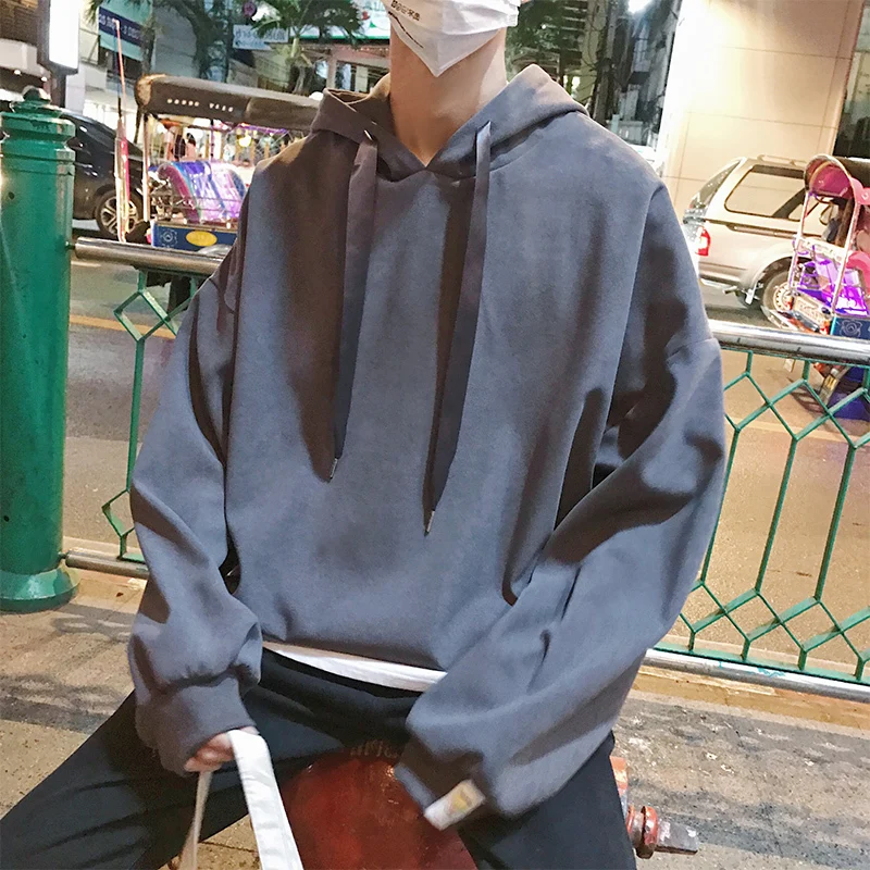 

2018 New Fashion hoodie Men Loose Solid Color Hooded Coat Sweatshirt Long Sleeve streetwear harajuku Casual Hoodies Pullover