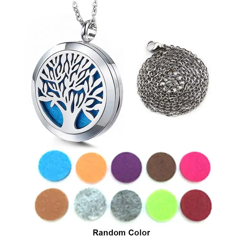 

1PCs 30MM Car Stainless Steel Aromatherapy Essential Oil Diffuser Life Tree Hollow Aromatherapy Box With Chain Accessories