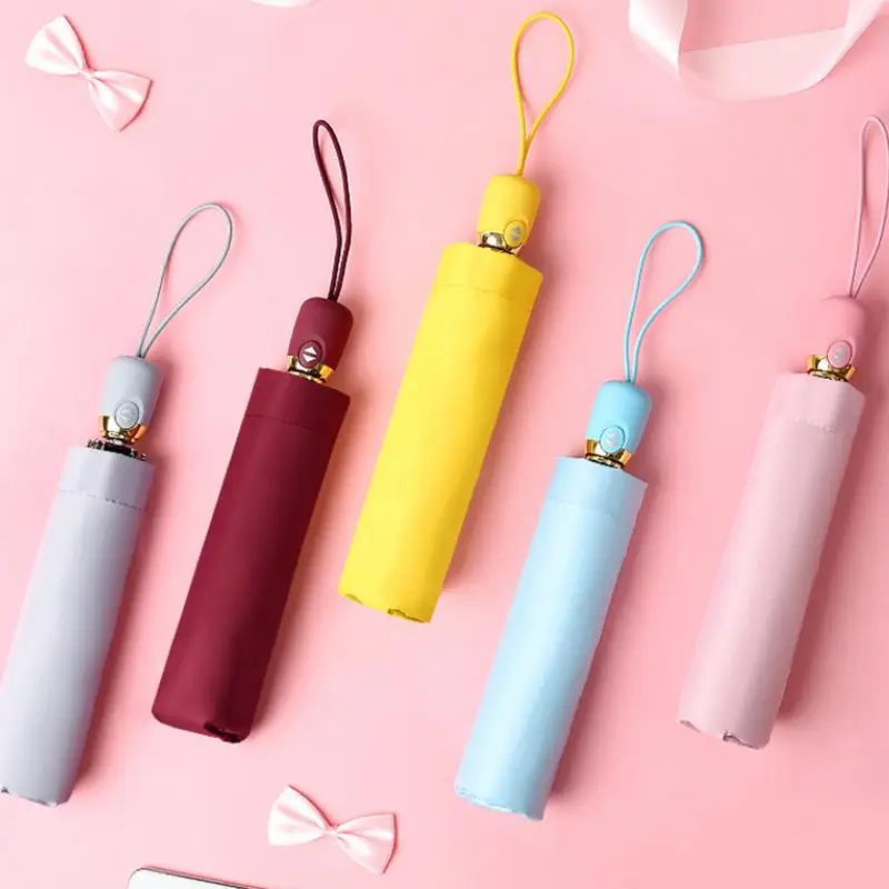 

Auto Open Close Foldable Compact Travel Automatic Umbrella With Wooden Handle For Travel Windproof Rainproof Sun Protection