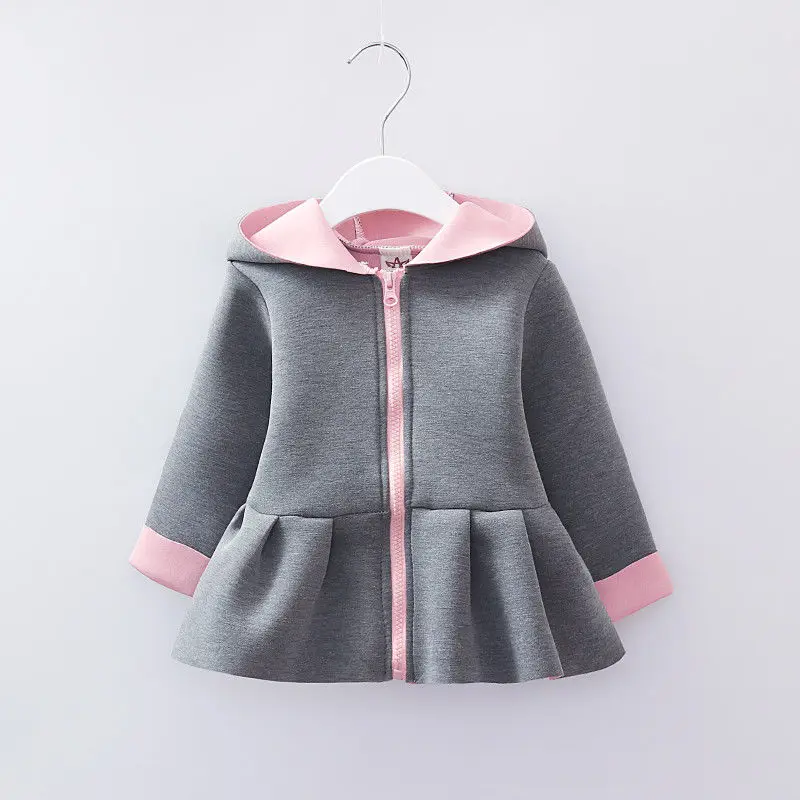 

Baby Girl Rabbit Ear Hoodies Coat Ruffle Autumn Winter Outwear
